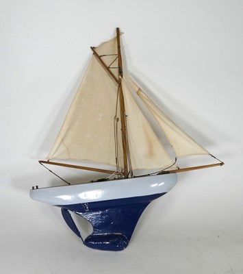 Lot 145 - A well made scratch-built wooden pond yacht,...