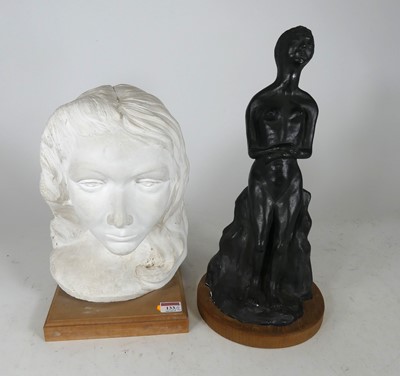 Lot 133 - A pottery bust of a lady, h.31cm, mounted to...
