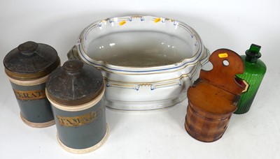 Lot 160 - A pair of Victorian pottery apothecary jars,...