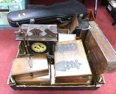 Lot 165 - A collection of items to include a carved oak...