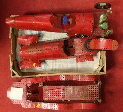 Lot 639 - Three Meccano made up models of various cars,...