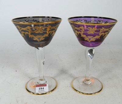 Lot 184 - A pair of Murano gilt decorated cocktail...
