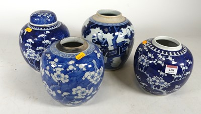 Lot 188 - A Chinese porcelain ginger jar, underglaze...