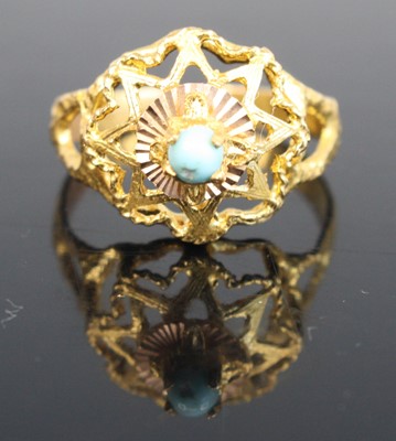 Lot 310 - A Middle-Eastern yellow metal and turquoise...