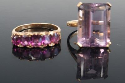 Lot 313 - A modern 9ct gold and baguette cut amethyst...