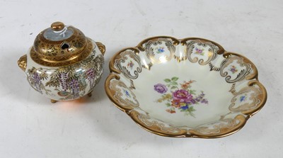 Lot 195 - A Japanese Satsuma porcelain censer, the...