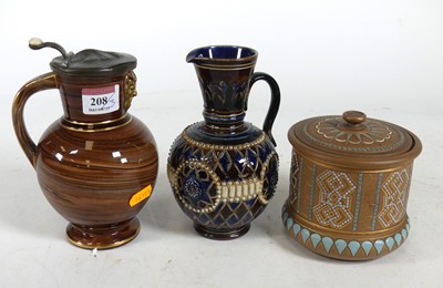 Lot 208 - A Doulton Lambeth stoneware ewer, tubeline and...