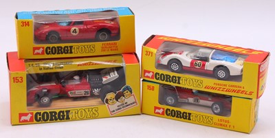 Lot 1762 - Corgi Toys Whizzwheels group of four racing...