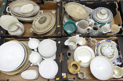 Lot 554 - Four boxes of ceramics to include Victorian...