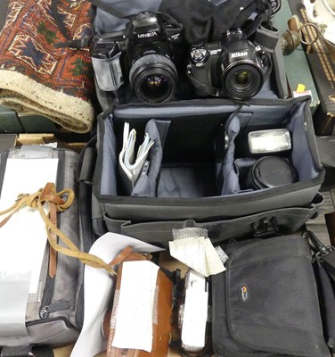 Lot 555 - One box of various camera equipment and...