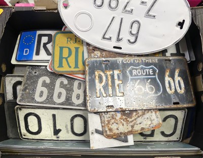 Lot 546 - A tray of various car number plates, to...