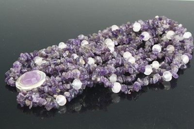 Lot 327 - A selection of amethyst and moonstone set...