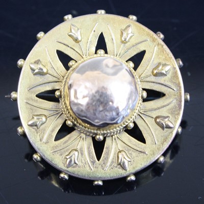 Lot 358 - A Victorian yellow metal boss brooch, with...