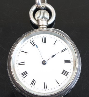 Lot 366 - A lady's silver cased open face fob watch,...