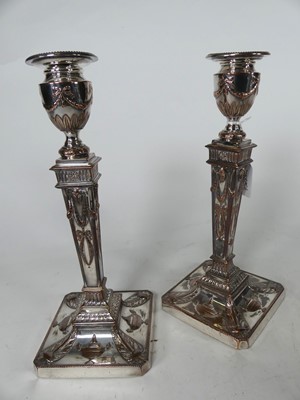Lot 227 - A pair of Edwardian Old Sheffield plate table...
