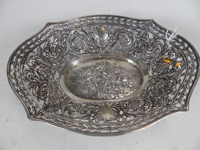 Lot 272 - A continental white metal dish, pierced and...