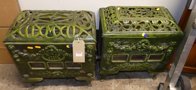 Lot 1165 - Two similar French Art Deco green enamelled...
