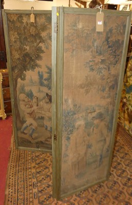 Lot 1182 - A floral fabric three-fold dressing screen,...