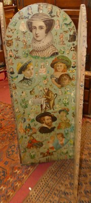 Lot 1183 - An early 20th century arched topped decoupage...