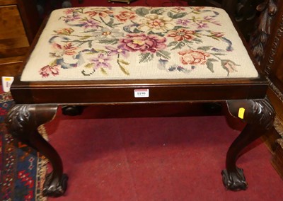 Lot 1190 - A mahogany dressing stool, with upholstered...