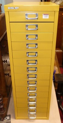 Lot 1209 - A Bisley yellow painted steel set of drawers,...