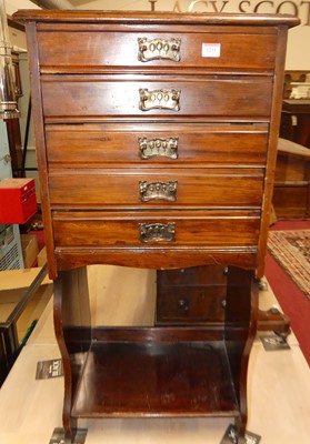 Lot 1211 - An Edwardian walnut five-drawer music chest, w....