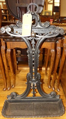 Lot 1222 - A Victorian cast iron stickstand, w.45.5cm