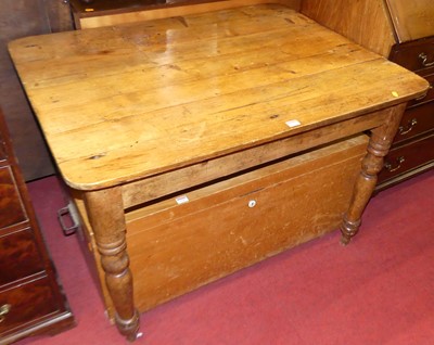 Lot 1226 - A Victorian stained plank topped pine round...