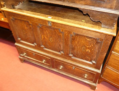 Lot 1270 - A 19th century oak three panelled hinge topped...