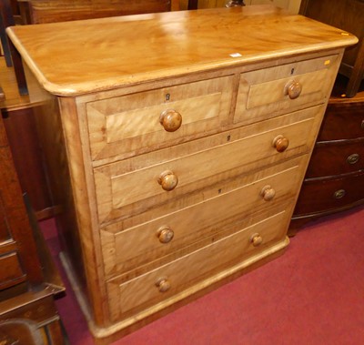 Lot 1278 - A mid-Victorian satinwood round cornered chest...