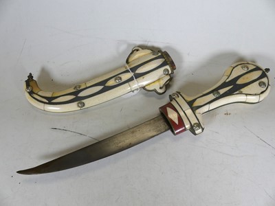 Lot 474 - An Ottoman dagger, the handle and sheath bone...