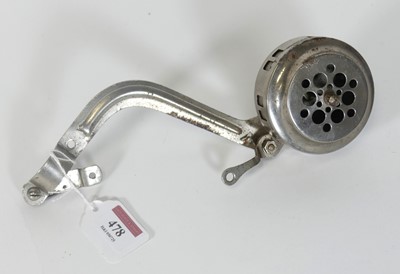 Lot 478 - A 1950s chromed metal bike siren, on metal...