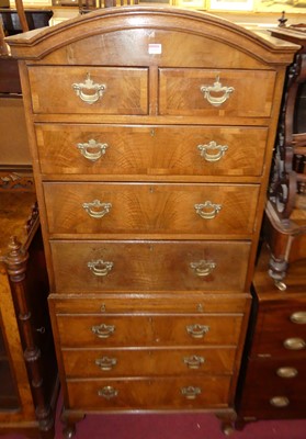 Lot 1303 - A 1930s figured walnut and crossbanded dome...