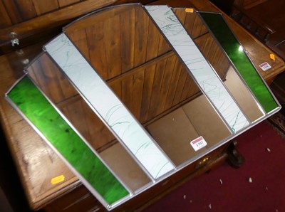 Lot 1307 - An Art Deco style leaded glass fan shaped wall...