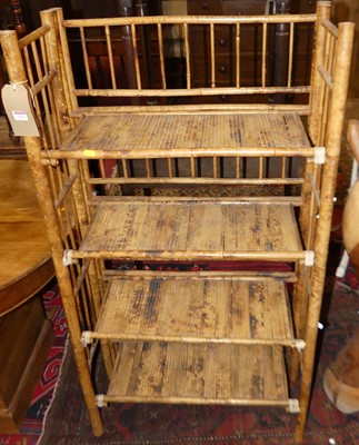 Lot 1313 - A bamboo four-tier open display shelf, w.71.5cm