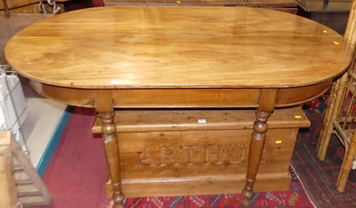 Lot 1316 - A mahogany D-end fixed top dining table, on...