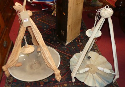 Lot 1326 - Two decorative polychrome painted hanging...
