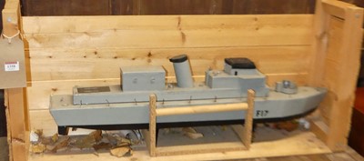 Lot 1358 - A balsa wood model of a naval vessel, length 78cm