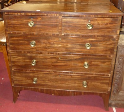 Lot 1361 - A Regency mahogany squarefront chest, w.105cm;...