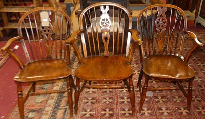 Lot 1365 - A collection of three similar 19th century elm,...