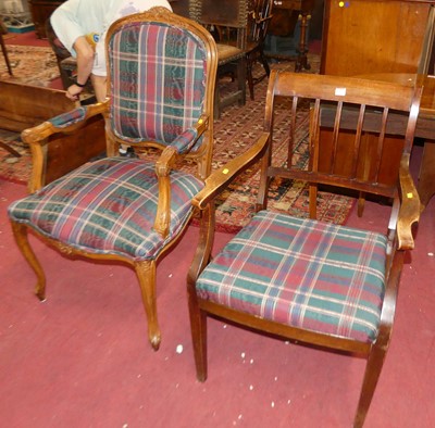 Lot 1367 - A French style beech framed fauteuil, w.64cm;...