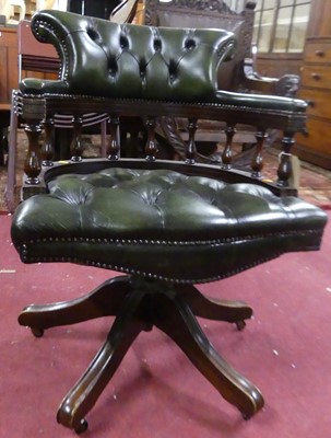 Lot 1368 - A contemporary mahogany green leather buttoned...