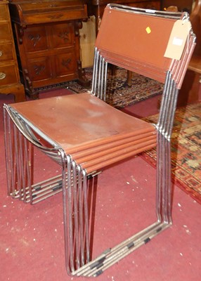 Lot 1369 - A set of five wired chromed metal framed...