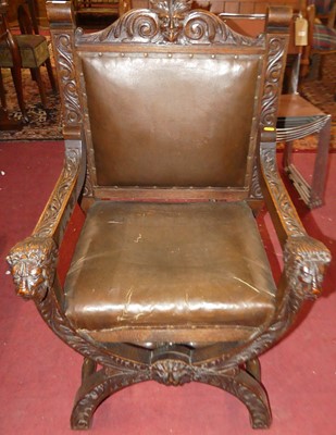 Lot 1372 - An early 20th century relief carved oak...
