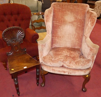 Lot 1378 - A walnut framed and pink fabric upholstered...