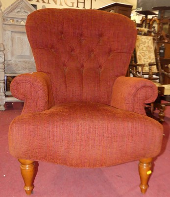 Lot 1379 - A contemporary fabric upholstered buttonback...