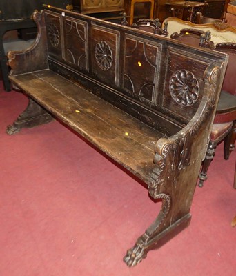 Lot 1397 - An antique joined oak and elm five-panel long...