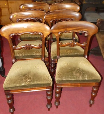 Lot 1399 - A set of six mid-Victorian mahogany balloon...