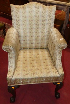 Lot 1400 - A mahogany framed and floral striped silk...