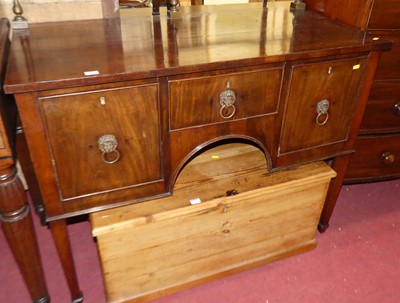 Lot 1412 - A 19th century mahogany kneehole three-drawer...